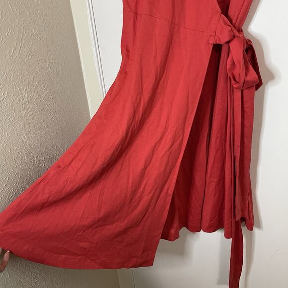 Diane von furstenberg DVF coral red wrap vneck sleeveless knee length dress LRG - Picture 3 of 6